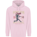 Home Run Vintage Baseball Player Childrens Kids Hoodie Light Pink