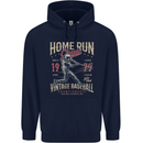 Home Run Vintage Baseball Player Childrens Kids Hoodie Navy Blue
