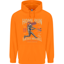 Home Run Vintage Baseball Player Childrens Kids Hoodie Orange