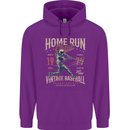 Home Run Vintage Baseball Player Childrens Kids Hoodie Purple