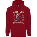 Home Run Vintage Baseball Player Childrens Kids Hoodie Red