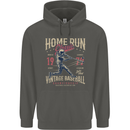 Home Run Vintage Baseball Player Childrens Kids Hoodie Storm Grey