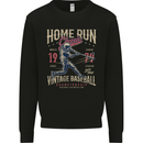 Home Run Vintage Baseball Player Kids Sweatshirt Jumper Black