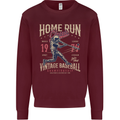 Home Run Vintage Baseball Player Kids Sweatshirt Jumper Maroon