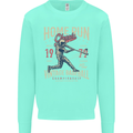 Home Run Vintage Baseball Player Kids Sweatshirt Jumper Peppermint