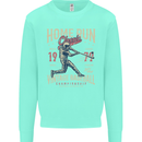 Home Run Vintage Baseball Player Kids Sweatshirt Jumper Peppermint