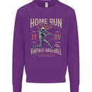 Home Run Vintage Baseball Player Kids Sweatshirt Jumper Purple