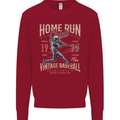 Home Run Vintage Baseball Player Kids Sweatshirt Jumper Red