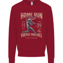 Home Run Vintage Baseball Player Kids Sweatshirt Jumper Red