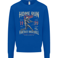 Home Run Vintage Baseball Player Kids Sweatshirt Jumper Royal Blue