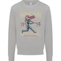 Home Run Vintage Baseball Player Kids Sweatshirt Jumper Sports Grey