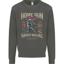 Home Run Vintage Baseball Player Kids Sweatshirt Jumper Storm Grey