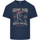 Home Run Vintage Baseball Player Kids T-Shirt Childrens Navy Blue