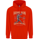 Home Run Vintage Baseball Player Mens 80% Cotton Hoodie Bright Red