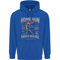 Home Run Vintage Baseball Player Mens 80% Cotton Hoodie Royal Blue