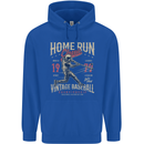 Home Run Vintage Baseball Player Mens 80% Cotton Hoodie Royal Blue