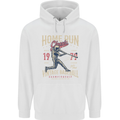 Home Run Vintage Baseball Player Mens 80% Cotton Hoodie White