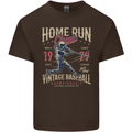 Home Run Vintage Baseball Player Mens Cotton T-Shirt Tee Top Dark Chocolate