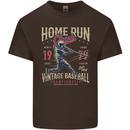 Home Run Vintage Baseball Player Mens Cotton T-Shirt Tee Top Dark Chocolate