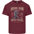 Home Run Vintage Baseball Player Mens Cotton T-Shirt Tee Top Maroon