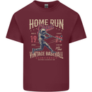 Home Run Vintage Baseball Player Mens Cotton T-Shirt Tee Top Maroon