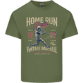 Home Run Vintage Baseball Player Mens Cotton T-Shirt Tee Top Military Green