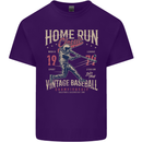 Home Run Vintage Baseball Player Mens Cotton T-Shirt Tee Top Purple