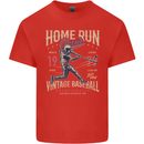 Home Run Vintage Baseball Player Mens Cotton T-Shirt Tee Top Red