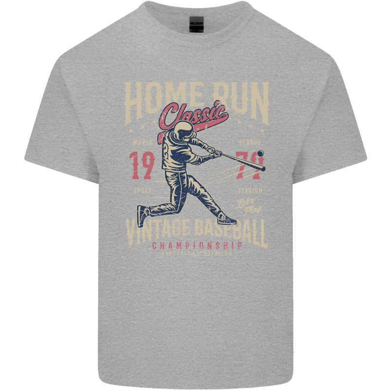 Home Run Vintage Baseball Player Mens Cotton T-Shirt Tee Top Sports Grey
