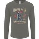 Home Run Vintage Baseball Player Mens Long Sleeve T-Shirt Charcoal