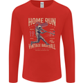 Home Run Vintage Baseball Player Mens Long Sleeve T-Shirt Red