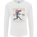 Home Run Vintage Baseball Player Mens Long Sleeve T-Shirt White