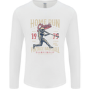 Home Run Vintage Baseball Player Mens Long Sleeve T-Shirt White