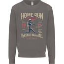 Home Run Vintage Baseball Player Mens Sweatshirt Jumper Charcoal