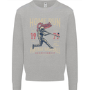 Home Run Vintage Baseball Player Mens Sweatshirt Jumper Sports Grey
