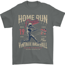 Home Run Vintage Baseball Player Mens T-Shirt 100% Cotton Charcoal