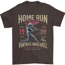 Home Run Vintage Baseball Player Mens T-Shirt 100% Cotton Dark Chocolate