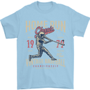 Home Run Vintage Baseball Player Mens T-Shirt 100% Cotton Light Blue