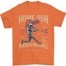 Home Run Vintage Baseball Player Mens T-Shirt 100% Cotton Orange