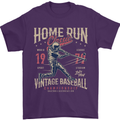 Home Run Vintage Baseball Player Mens T-Shirt 100% Cotton Purple