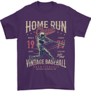 Home Run Vintage Baseball Player Mens T-Shirt 100% Cotton Purple