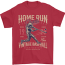 Home Run Vintage Baseball Player Mens T-Shirt 100% Cotton Red