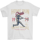 Home Run Vintage Baseball Player Mens T-Shirt 100% Cotton White