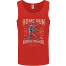 Home Run Vintage Baseball Player Mens Vest Tank Top Red