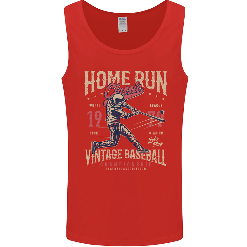 Home Run Vintage Baseball Player Mens Vest Tank Top Red