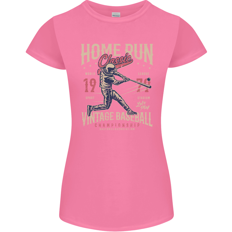 Home Run Vintage Baseball Player Womens Petite Cut T-Shirt Azalea