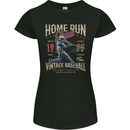 Home Run Vintage Baseball Player Womens Petite Cut T-Shirt Black