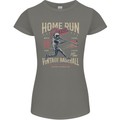 Home Run Vintage Baseball Player Womens Petite Cut T-Shirt Charcoal