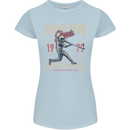 Home Run Vintage Baseball Player Womens Petite Cut T-Shirt Light Blue