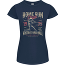 Home Run Vintage Baseball Player Womens Petite Cut T-Shirt Navy Blue